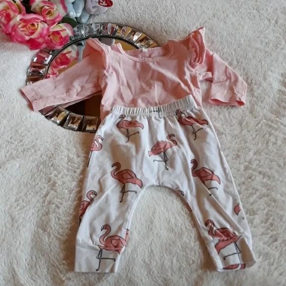 Baby Flamingo Pants & Ruffle Bodysuit 6-9M - Picture 6 of 6